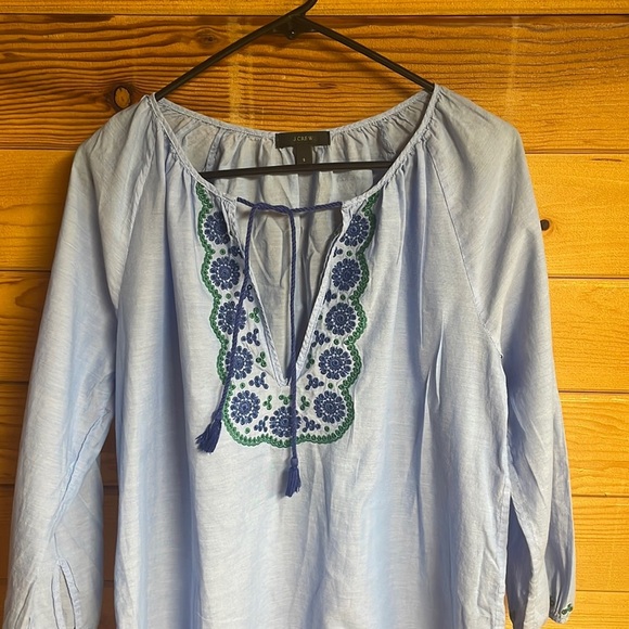 J. Crew Women’s blue embroidered lightweight blouse size Small - Picture 3 of 8
